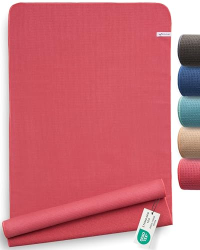 Fit-Flip Toalla Antideslizante Yoga con Tacos de Silicona - Cubierta higiénica para esterillas - Toalla de Yoga de Microfibra para Deporte y Fitness - Toallas de Pilates - Raspberry 185 x 63