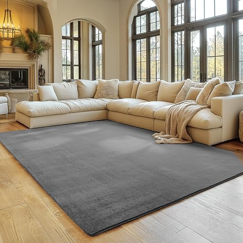 SIMPEX Teppich Wohnzimmer Grau 160x220 cm Kurzflor Teppich Waschbar, weich & rutschfest, modern einfarbiges Design für Wohnzimmer, Küche Schlafzimmer, & Kinderzimmer