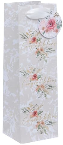 Ballyhoo Bottle Bag Floral Congratulations, for Birthdays and Other Celebrations, 11 x 34 x 10 cms, Multi-Coloured