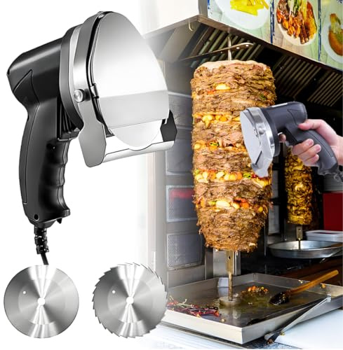 COAKUE Coltello Elettrico per Kebab, Coltello Elettrico per Kebab Shawarma, taglierina per shawarma, capacità di Taglio di 60 kg/h per macellerie e ristoranti. Wired
