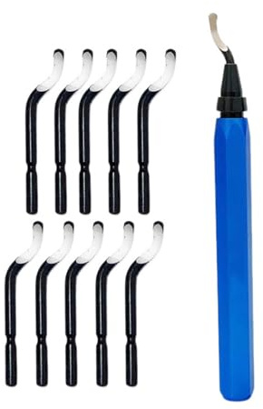 Juego de herramientas ergonómicas azules para desbarbado con 10 cortadores BS1010 o 15 cortadores para acabado de bordes lisos en varios materiales, herramienta de desbarbado manual