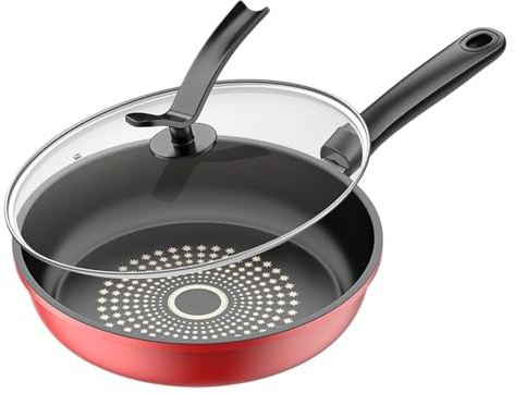 Stekpanna - kastrull utan pinne | Induktionsstekpannor | Ergonomisk kökspanna | Redskapsburkar med lock | köksredskapsverktyg för smålunch