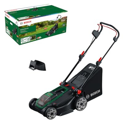 Bosch Cordless Lawn Mower ROTAK18V2-43 (Cutting Width: 43 cm, Height of Cut: 30-75 mm, 40 l Fabric Grass Bag, Mulch Plug, Without Battery)