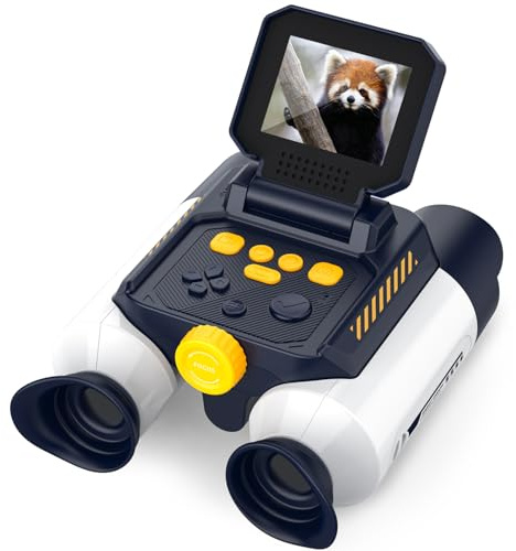 Ahalfcit 2.4 HD Screen Binoculars for Kids with Camera, Night Vision & 10X Zoom for Photo and Video - Outdoor Adventure Binoculars Bird Watching, Camping, Hiking, Gifts for Kids Ages 4+ (Light White)