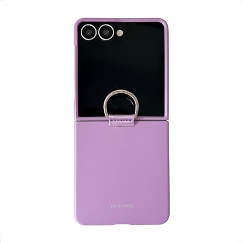 BORYA Fodral för Samsung Galaxy Z Flip8 (Flip 8) 5G, mycket tunt premium PC-fodral, vikbart matt silkeslen anti-repor fallsäkert elegant enkelt fodral med 360°ring, lila