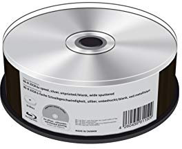 MediaRange BD-R 25GB 6-fache Schreibgeschwindigkeit, Silber, Unbedruckt/Blank, voll Metallisiert, 25er Cakebox