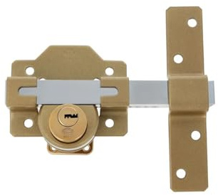 Amig - Cerrojo de Sobreponer con Cilindro Redondo Interior y Exterior Mod. 41-88 x 153 mm - Cerradura de Seguridad con Llave - Incluye 5 Llaves de Punto - Acero Martelé