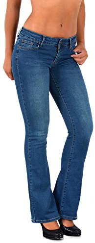 ESRA Bootcut Jeans Damen Bootcut Jeanshose Bootcut Hose Hüftjeans Schlaghose Damen Jeans Damen Low Waist Wide Leg Jeans Damen Weite Jeans Hose Damen Schlagjeans bis Übergröße B500