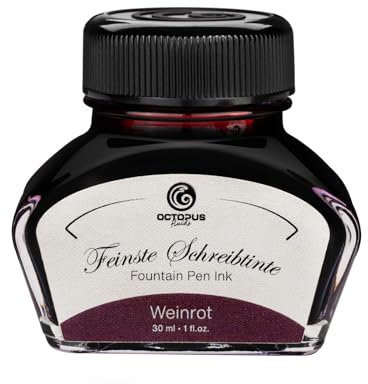 Füllhaltertinte, Schreibtinte für Füllhalter und Glasfedern, Kalligrafietinte, Füllertinte Weinrot, 30 ml im Tintenfass