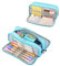 Coolzon Federmäppchen mit 3 Fächern, großes Fassungsvermögen, für Stifte, Schule, Schreibwaren, Organizer, Make-up-Tasche für Mädchen, Jungen, Studenten, Hellblau