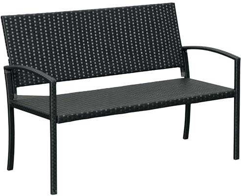 Outsunny Banc de Jardin 2 Places Style Cosy Chic résine tressée 4 Fils Imitation rotin Noir
