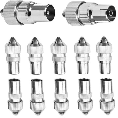 YUNSHANGHT 12 Pack TV Aerial Connectors,Metal TV Coaxial Cable Connectors Male to Female,Coaxial Connector Coax RF Cable Aerial Plug,6x Female & 6x Male TV Aerial Coaxial Cable Connectors Adaptor