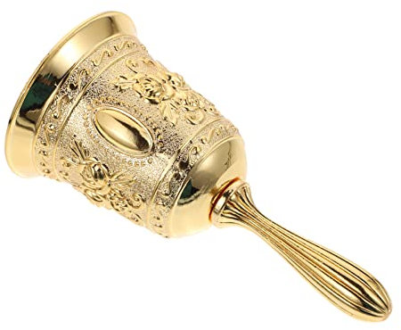 European Relief Art Hand Bell - Zinc Alloy Vintage Pass-through Bell for Restaurant, Bar, Hotels, Offices, Reception Areas - Elegant Golden Decor with Loud Ringtone