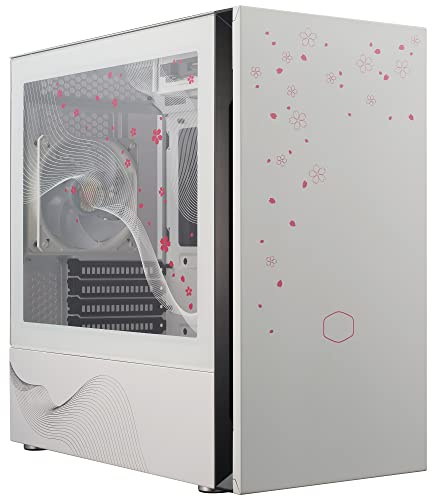 Cooler Master Silencio S400 Sakura Limited Edition PC Case - Mini-Tower with Sound Dampening, 1 x ARGB Rear Fan & PWM Hub, Micro-ATX & Mini-ITX MB Support, Tempered Glass Panel, Reversible Front Door