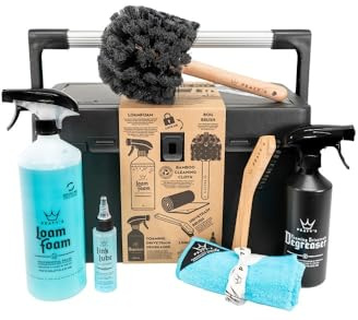 Peaty's Complete Bicycle Cleaning Kit - Bike Cleaner Kit with Foam Cleaner, Degreaser, Chain Lube, Bike Cleaning Brushes, Cloth and Toolbox, Cycling Gifts & Maintenance for MTB, E-Bikes, Road & Gravel