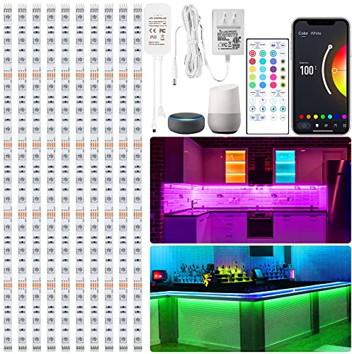 maylit 10 PCS Smart RGB Under Cabinet Lights Kit, Compatible with Alexa and Google Assistant, App and Remote Control, Music Sync Color Changing, Timer, Dimmable, for Cabinet, Counter, Shelf, Bookcase