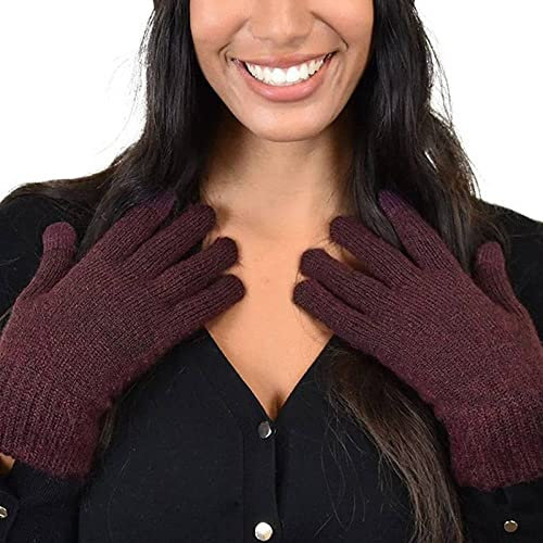 LUKX Kletterhandschuhe,Damen Winterhandschuhe Warmes Fleecefutter Strickhandschuhe Burgund Einfache Touchscreen-Handschuhe Unisex Winddichte Handschuhe Outdoor-Sport Reiten Für Damen Herren