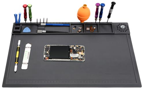 SIVIAS Silicone Soldering Mat Heat Resistant 932°F, Expanding the Repair Area Electronic Repair Work Mat, Insulation Silicone Repair Mat with Magnetic Area, Cell Phone Laptop Repair, SI-02