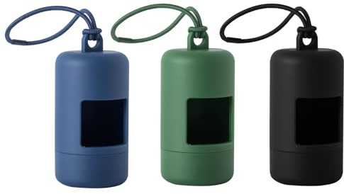 SLSON 3Pack Dog Poop Bag Holder for Leash Lightweight Pet Waste Bag Dispenser with Leash Attachment Portable Plastic Doggie Poop Bag Dispensers,Blue Green Black