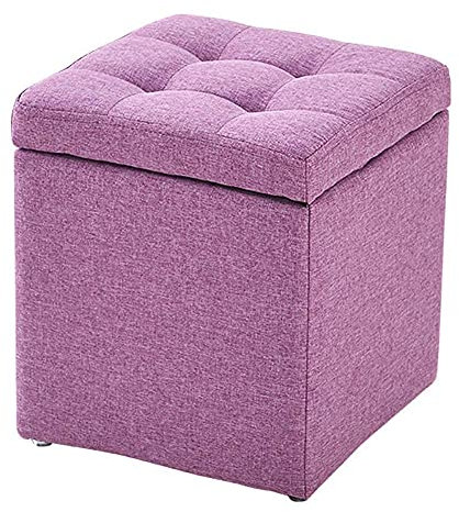 Generisch Cube Ottoman Storage Fußhocker Pouf Sitzbank, Spielzeugkiste Osmanisches Tablett Organizer Box Pouf Truhe Schuhbank Hocker Sitz-lila 30x30x35cm(12x12x14inch)