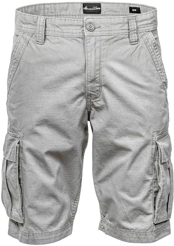 Amaci&Sons Herren Cargoshorts Männer Kurze Bermuda Hose Regular Fit 7027 Hellgrau W32