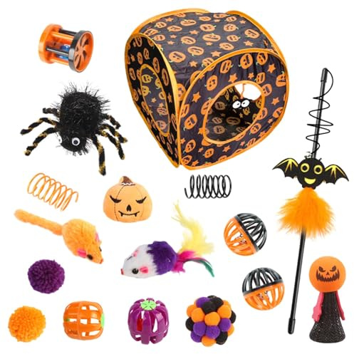 Kattleksaker för kattungar, kattleksaker, kattleksak set, kattleksak för halloween, kattleksaker, gömningsleksak för katter, kattleksaker, lektunnel för små anime