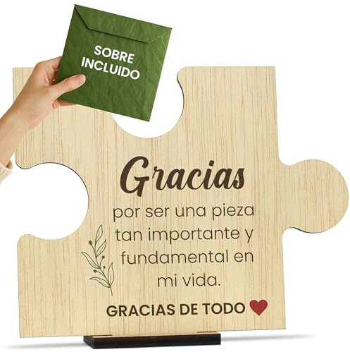 CONTRAXT Tarjeta de Agradecimiento en Madera. Regalos para dar las Gracias Amigas Especiales Regalo original cumpleaños regalos despedida amiga amigo hombre mujer thank you cards (Gracias)