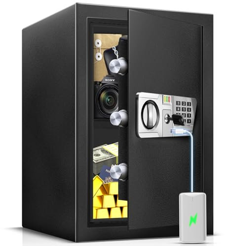 TOTOY 2.5 Cu Ft Steel Fireproof Safe Lock Box for Home with Fire Proof Bag