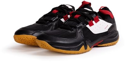 Quive Bounce Badminton Tennis and Squash Shoes Non-Marking Anti-Slip and Breathable Trainers Mens Indoor and Outdoor Court Shoes (Black, UK Footwear Size System, Adult, Men, Numeric, Medium, 9)