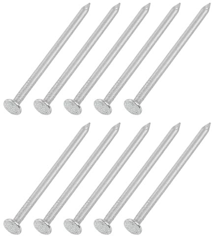 sourcing map 200Pcs Small Hardware Nails, 2.5 x 50mm Carbon Steel Round Head Nail Common Finishing Nail for Household Woodworking Picture Hanging DIY Projects, Silver Grey