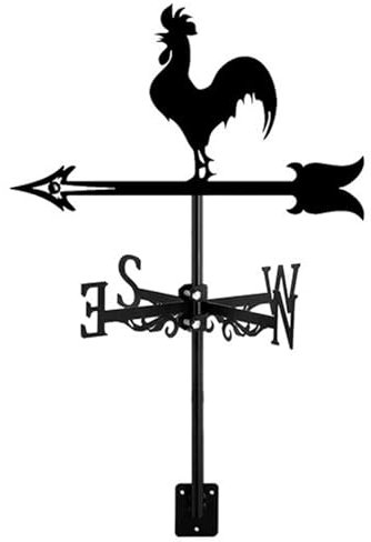 VNGBFGDFVN Veleta de Hierro Decorativa con Forma de Gallo para Montaje en Techo, 13 x 22 Pulgadas, indicador de dirección del Viento para jardín, Granja, Gallo