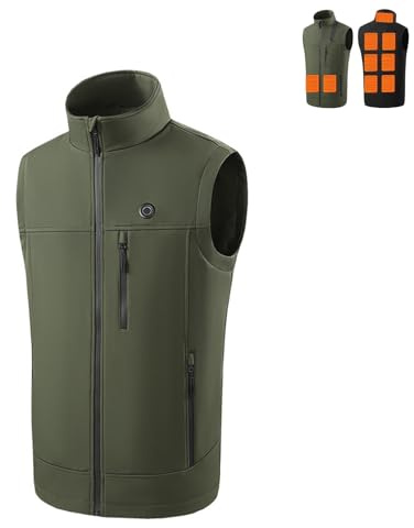 Genérico Chaleco Calefactable para Hombres Y Mujeres, Chaleco Termico con 9 Zonas De Calefacción, Chaqueta Calefactable con 3 Niveles De Temperatura, Ropa Calefactable con Carga USB(Green,XL)