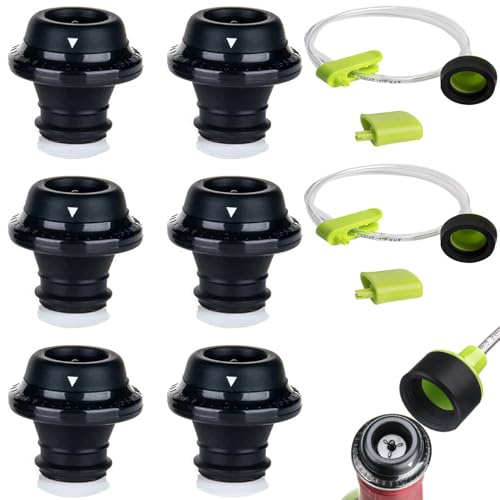 wine stoppers vacuum Accessory Hose for FoodSaver Vacuum Sealer Machine，Suitable for all sealing zipper bags, wine plugs, jar seals, vacuum sealing agents(6 wine corks + 2 set Hose)