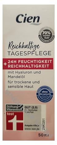 CIEN riklig dagkräm med hyaluron och mandelolja för torr och känslig hud 1x50ml