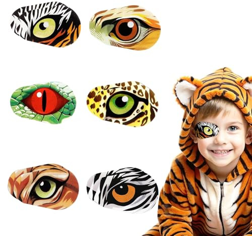 FOSDICK 12 Pezzi Bende Oculari per Bambini, Cartone Animato Benda Occhio Pigro Bambini, Usa e Getta Traspiranti Non Tessuto Benda Oculare per bambini, per Occhio Pigro Ambliopia