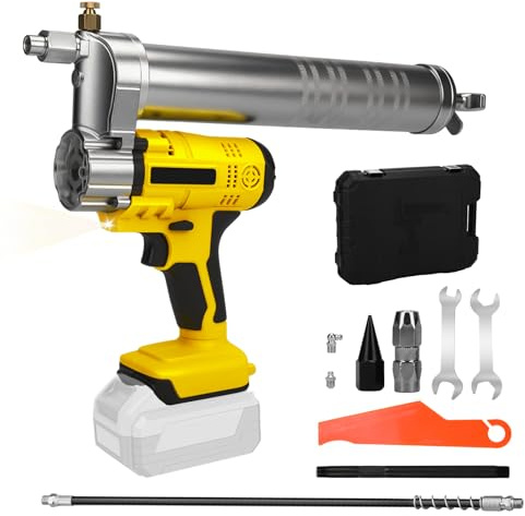WingFly Pistolet à graisse sans fil pour Dewalt 18 V, 20 V batterie – 10000 PSI Pompe à graisse électrique, moteur sans brosse, cartouches de graisse 600 ml pour graisser les véhicules