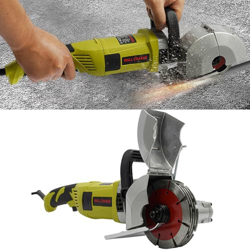 4000W Molding Slotting Machine kit with 5 Blades and Toolbox, Adjustable Electric Wall Groove Cutting Machine, Concrete Groover Cutting Tools, Electric Concrete Saw for Cut Granite, Porcelain