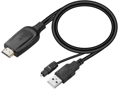 UNSTINCER Cavo convertitore audio da HDMI ARC a ottico, 115 cm, 192 kHz, 24 bit, con alimentazione USB, supporta Dolby DTS 5.1 PCM, per TV con connettore ARC a altoparlante amplificatore