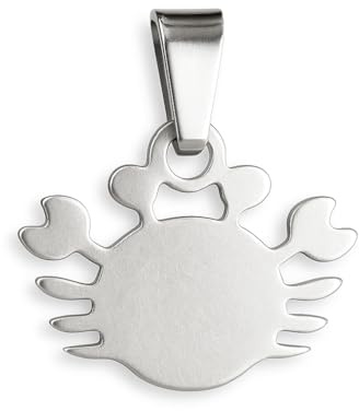 Vera Mentis Pendentif Signe Astrologique en Acier Inoxydable Argenté – 12 Symboles du Zodiaque – Bijou Spirituel Mixte – Cadeau Énergétique Personnalisé Homme et Femme (Cancer)