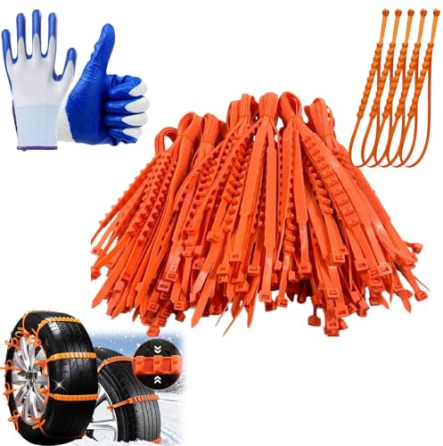 Universal Reusable Anti-skid Nylon Tire Chains,Zip Tie Tire Chains,Universal Anti-Skid Snow Tire Chains,Adjustable Winter Road Grip Accessory,Suitable for Any Vehicle and 18-32 in Rims (40)