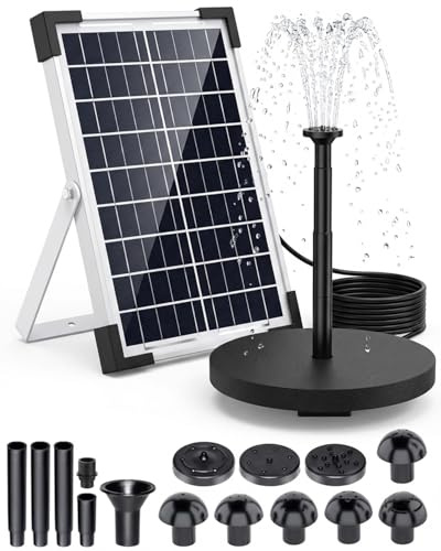 6W Solar Pond Pump with 2200 mAh Battery Backup,Equipped with Filtration System,Solar Fountain with Multiple Nozzles,for Bird Bath, Pond, Outdoor Garden