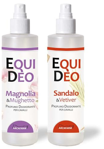 Profumo per Cavallo 500ml Arcafarm EQUIDEO (SET 2x250ml), Spray deodorante per manto coda criniera, Profumo di lunga durata, Antiodore, Prodotto per grooming/bellezza e Concorsi Equitazione