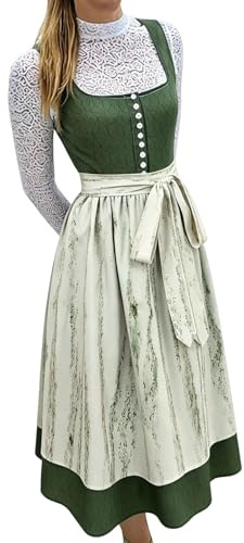 Vestito Tirolese Donna Dirndl Abito Baviera Tedesca Tradizionale Vestito Tradizionale Dirndl Abito da Festa in Stile Cortigiano con Corpetto a Righe e Dettagli in Nastro Ideale Tracht Cameriera