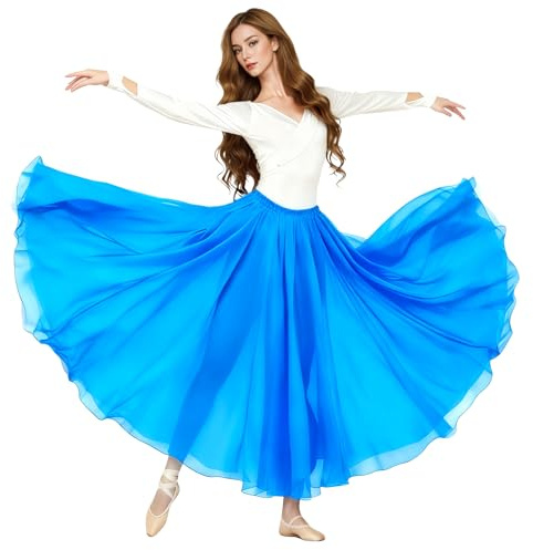 Baisdan Jupe Longue en Mousseline de Soie pour Danseuse du Ventre