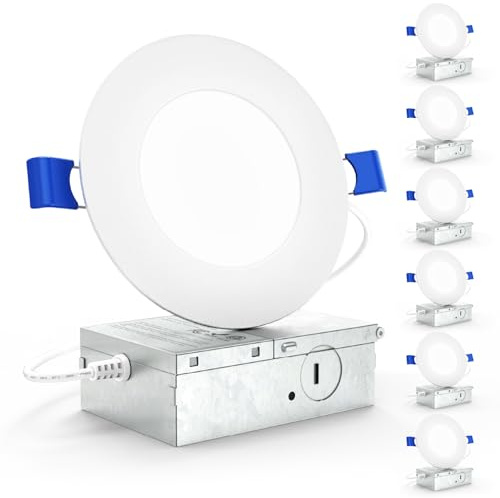 Sunco 6 Pack 4 Inch Slim Canless LED Recessed Lights, 10W=60W, Dimmable
