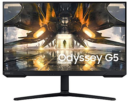 Samsung Odyssey G5A Gaming Monitor LS32AG520PUXEN, 32 Zoll, WQHD-Auflösung, 1440p, AMD FreeSync Premium, Reaktionszeit 1ms, Bildwiederholrate 165 Hz, Eye Saver Mode, Flicker Free, Schwarz