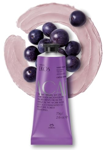 Natura - Ekos Açaí Hand Cream - Anti-Dullness Hand Balm - Recharge the Skin - Fast Absorption - Skin Moisturizer - Vegan Skin Care - Brazilian Beauty Secrets - Self Care & Body Care - 2.6oz (75g)