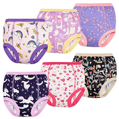 FLYISH DIRECT 6er Pack Töpfchen Trainingshose, 6-Schicht Kinder Töpfchen Trainingsunterhose, Weich und Atmungsaktiv, 100/3T