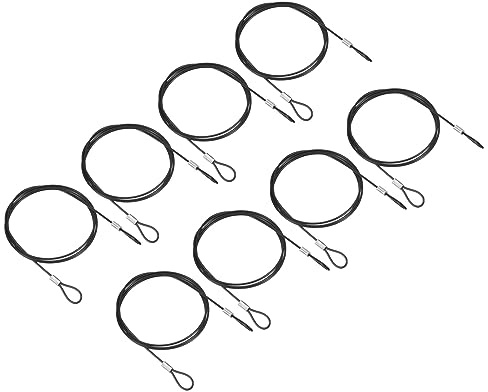 PATIKIL 3,3 fot säkerhetskabellås, 8-pack rostfritt stål 2 mm diameter säkerhetsvajer med dubbel ögla för scenbelysning bagagelås svart