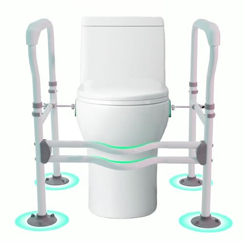 Fiutazge Höhenverstellbar Aufstehhilfe Toiletten,Toiletten-Sicherheitsgeländer Ohne Bohren,Robust wc aufstehhilfe für Senioren,Toilettensitzerhöhung mit Armlehnen und Großen Saugnäpfen